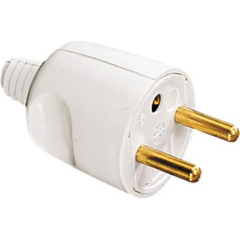 Fiche mâle 2P+T 16A IP40 sortie droite - Blanc - Lébénoïd