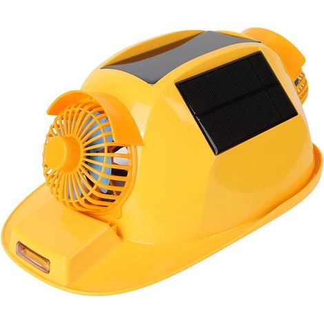 Schutzhelm mit Belüftung – Helm mit Solarpanel – Bau- und Bergbau – Doppellüfterkühlung – Verstellbar – Gelb (1/5)