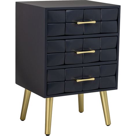 Mesita de noche de madera negra 44x35x65h cm