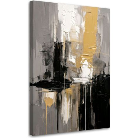 Quadro su tela, Astrazione Moderna Grigio Oro Nero Colore - 40x60 (1/3)