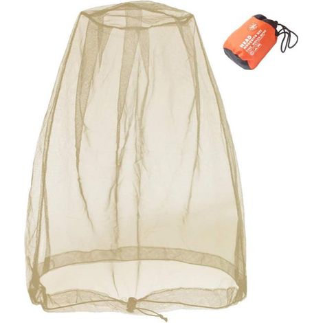 Rete anti-insetti per la protezione della testa da insetti e moscerini durante le attività all'aperto, con borsa per il trasporto, color kaki (1/5)