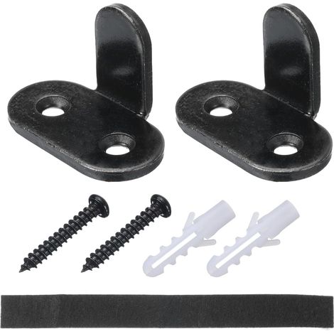 sourcing map 2pcs Barn Door Floor Guide, Carbon Steel Sliding Barn Door Hardware, Flat Bottom Track Guide Swing Stopper Fit for Bypass Closet Pocket Doors Non-Slotted Floor Guide, Black (1/5)