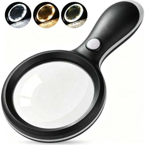 Lumineux Leselupe, 10 fois la Loupe, Loupe éclairée avec 18 leds, 3 Modes (1/4)