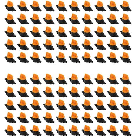 Lot de 100 mini-vannes pour tuyau de 1/4 pouce (4/7 mm) avec adaptateur cannelé pour système d'irrigation goutte à goutte agricole. (1/5)