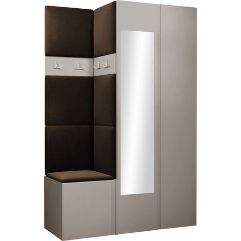 Conjunto para recibidor Pinis XXVI, Manila 04, 186x116x46cm, Espejo, Aglomerado laminado, Tapiz, Colocada, Montada en la pared