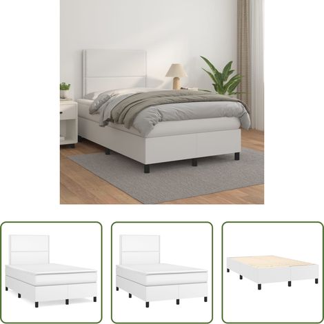 Kunstlederbett - Boxspringbett mit Matratze Weiß 120x200 cm Kunstleder (1/5)