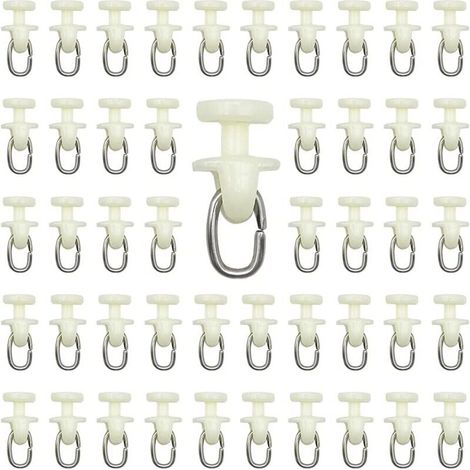 Rouleaux de rail pour rideaux intérieurs – 100 pièces, glisseurs plastique blancs, crochet et poulie inclus, installation facile