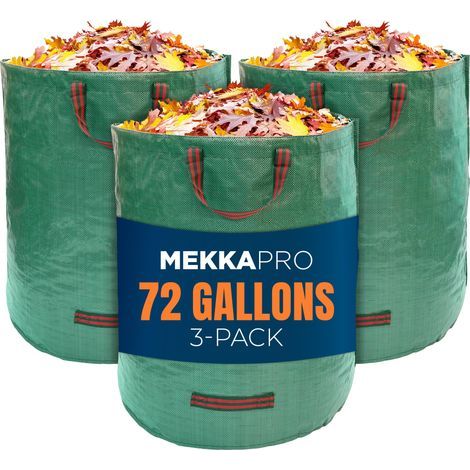 Sacs de jardin réutilisables de 272 litres - Sac à déchets verts très resistants - Pour la cour, piscine, jardin - Sacs à déchets de jardin - Légers et flexibles - Lot de 3 (Vert) (1/5)