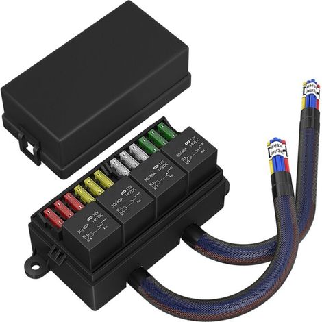 12V vorverdrahteter Sicherungs- und Relaiskasten mit 4 abgedichteten ATC/ATOs für PKW (1/4)