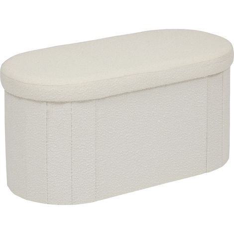 Pouf Fink ovale pliable 38x76cm blanc - Atmosphera créateur d'intérieur