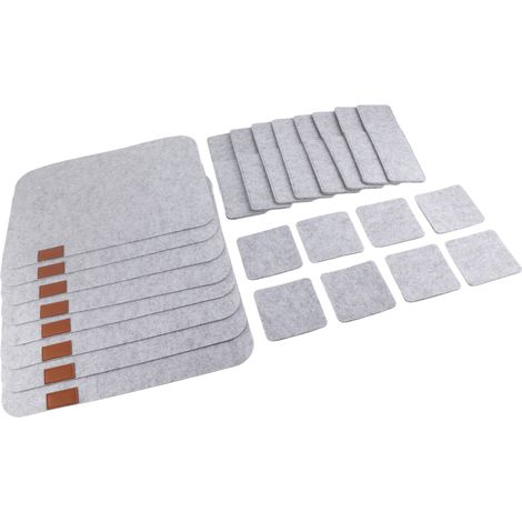 Set de napperons, dessous de tasses, feutrine isolante avec sac à fourchettes, tapis de table pour la cuisine, gris clair (1/5)