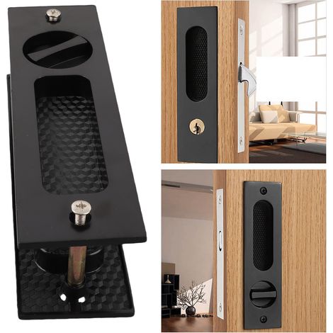 Serrure pour porte coulissante, serrure pour porte coulissante d'armoire intérieure, serrure double face pour porte coulissante en bois, serrure dissimulée pour porte coulissante de balcon de salle de (1/5)