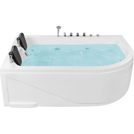Vasca Idromassaggio Angolare Destra Acrilico Bianco con Luci LED Calama