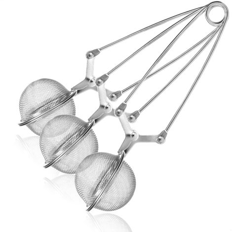 pinces à thé en acier inoxydable - infuseur à thé sphérique - passoires à thé pour thé en vrac, épices et herbes - pinces à filtrer (03 pièces - Ø 4,5 cm) (1/5)