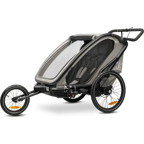 [NEUWERTIG] B-Ware Hauck Fahrradanhänger Bike n Walk Duo Zweisitzer grau faltbar für 2 Kinder (1/2)