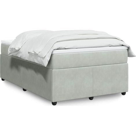 Boxspringbett mit Matratze Hellgrau 120x200 cm Samt