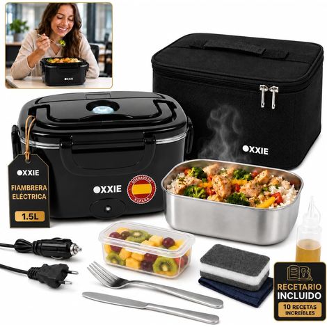 Boîte à déjeuner électrique 100 W 1,5 l en acier inoxydable 304 Chauffe-repas portable pour travail, voiture et camion, 12 V/24 V/220 V, conteneur électrique avec sac et accessoires (1/5)