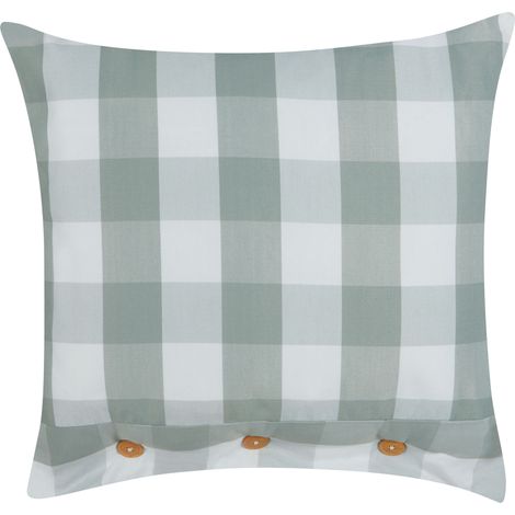 Cojín de algodón a cuadros estilo cottage verde menta 45 x 45 cm Tamnine (1/5)