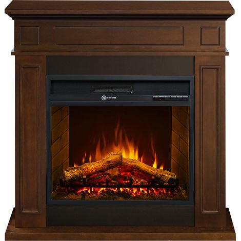 Camino Elettrico da Terra 89,5x90,5x28 cm Jefferson in Legno Noce (1/5)