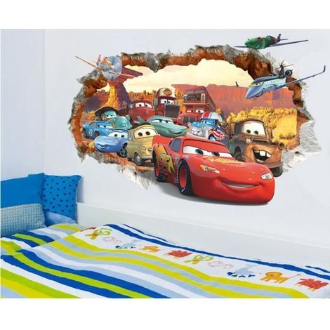 Chambre backdrop stickers Cars 3D Poqiang enfants
