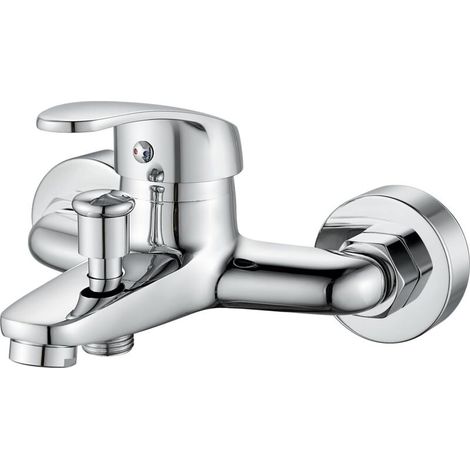 Mitigeur Bain Douche Mural - 1 Pièce - Laiton Chromé - Commande Unique - Salle De Bain - Raccord 1/2"