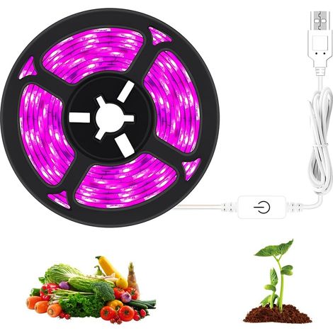 Lampe Plante Interieur, led Grow Light, Lampe de Culture Led Horticole, pour Hydroponie, Serre Culture, Semis 2m (1/5)