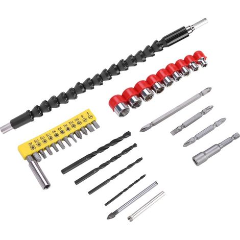 Kit de tête de tournevis électrique en acier inoxydable de 32Pcs, 12 têtes de tournevis, 10 mèches de forage, jeu de 9 douilles, 1 arbre d'extension (1/5)