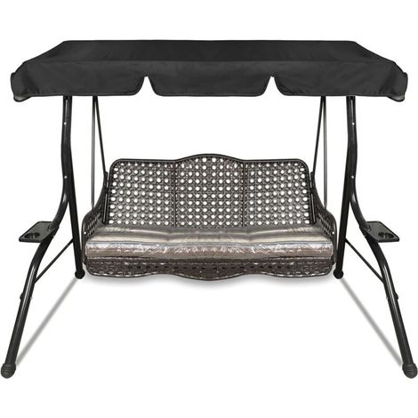 Auvent de remplacement pour balançoire de jardin, housse de rechange, auvent de balançoire, auvent de balançoire d'extérieur pour balançoire de jardin 3 places (164 x 114 x 15, Noir)-Fei Yu