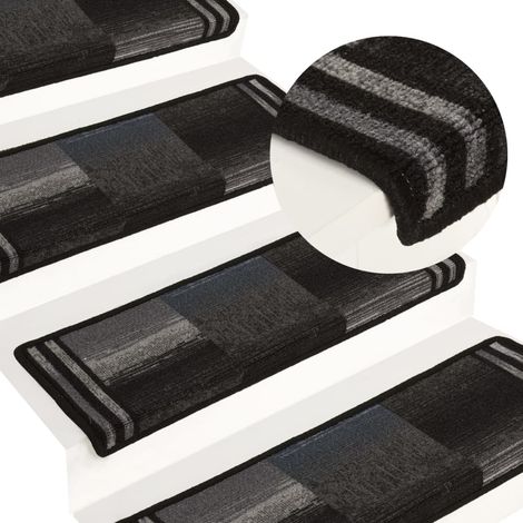 vidaXL Treppenstufen-Anti-Rutsch-Matten 15 Stück 65x21x4 cm Schwarz und Grau (1/5)