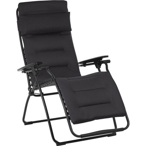 Gepolsterte Zero-Gravity-Relaxliege-Garten - Futura - AirComfort® - Schwarz Acier - Lafuma Mobilier