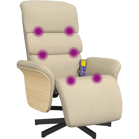 Maison Exclusive - Massagesessel mit Fußteil Creme Stoff (1/5)
