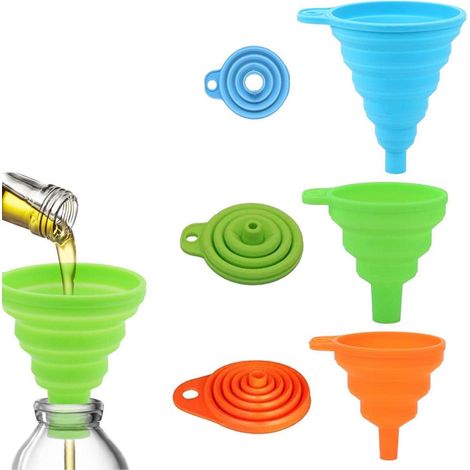 3er Set faltbare Silikontrichter für Küche & Camping (1/5)