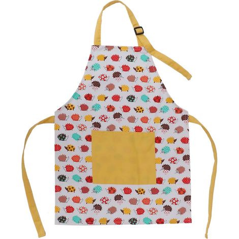 Tablier de coton pour enfants avec poches tabliers pour enfants réglables (petite taille, hérisson) (1/5)