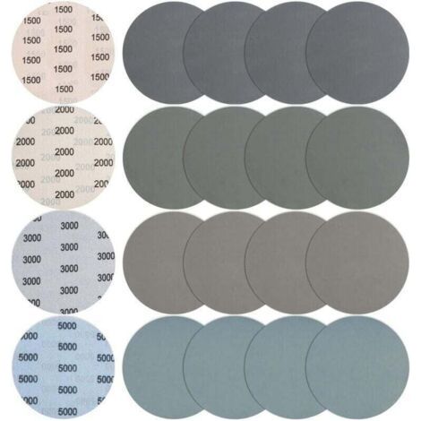 20 Pieces 150mm Wet/Dry Sandpaper, XU, Round Abrasive Grit 1500/2000/3000/5000 Sanding Discs for Metal and Wood