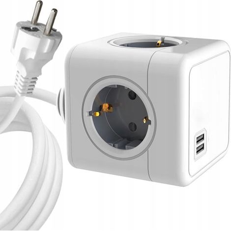 MicroConnect PowerCube 4 tomas Schuko 2xUSB blanco