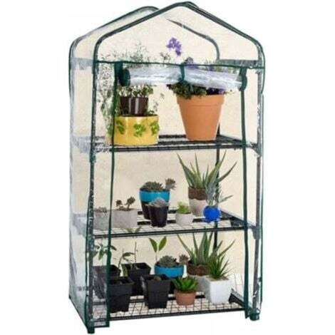 Kleines, einstöckiges Gewächshaus mit PVC-Kunststoffabdeckung, tragbares Außengewächshaus, zur Anzucht von Setzlingen und Blumen, 3-lagig, ohne Gestell (69 x 49 x 126 cm)