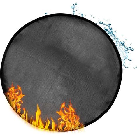 Round fireproof mat, 60 cm, fireproof, waterproof, foldable, for fire pit, tabletop barbecue, grass, floor (1/4)