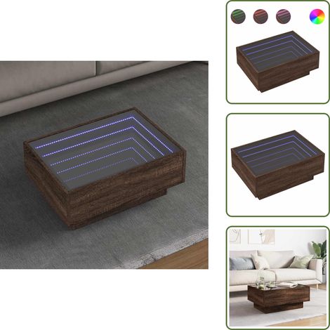 LED-Couchtisch Braun Eichen-Optik 70x50x30 cm Holzwerkstoff - Couchtisch - Couchtische - Beistelltisch - Sofatisch (1/5)
