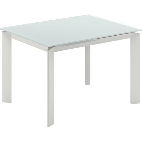 Tavolo Allungabile Frame con Top in Vetro Extrawhite e Struttura in Metallo Bianco Opaco - Dimensioni 120-170x80x75 cm - Design Moderno (1/3)