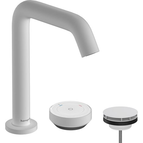 Hansgrohe Tecturis S - Miscelatore da lavabo, con sistema di scarico, montaggio a 2 fori, CoolStart, EcoSmart+, bianco opaco 73353700 (1/5)