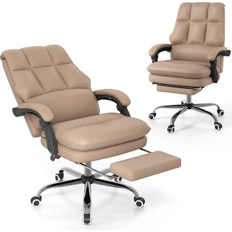Silla de oficina ergonomica con reposapies retractil silla ejecutiva silla de escritorio color cafe