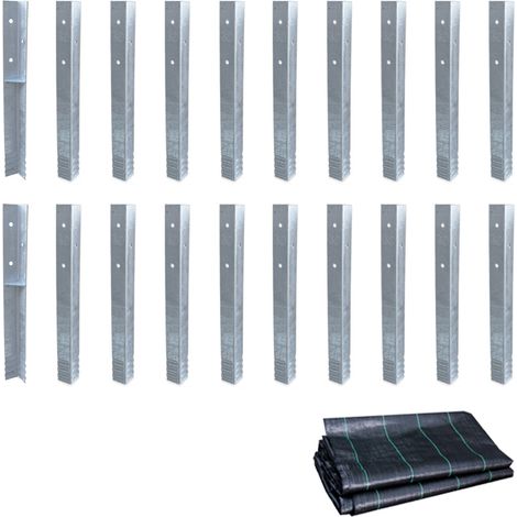Wickey Ancrage au sol ancrage poteau SolidLock - set de ancrages pour aire de jeux & portique balançoire avec toile anti-mauvaises herbes, ancrages en profilé pour cabane enfant & palissade - 20 - piè