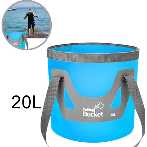 Bucket Pliable - Capacité 10 L - Matière PVC Imperméable Intérieur / Maille PVC Extérieur - Pour Camping Randonnée Pêche Jardinage Voyage - 1 Pièce (1/5)