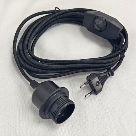 JOYINLED schwarzes Pendelleuchtenkabel, 1 x 450 cm dimmbares Kabel mit EU-Stecker für Retro-Lampenaufhängungsset (1/5)