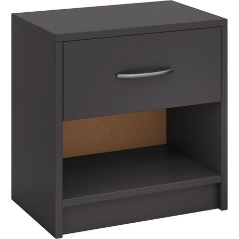 Comodino con cassetto ripiano aperto Tavolino da notte compatto Grigio scuro (1/5)