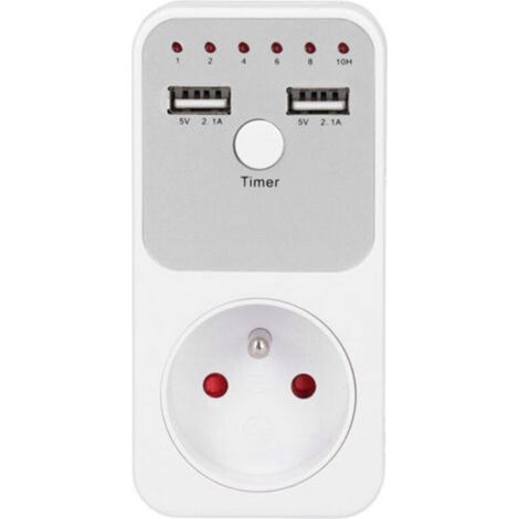 Prise Minuteur, 180260V 16A 3680W Prise de Sécurité, Prise de Minuterie de Compte à Rebours USB Pratique, Prise de Minuterie pour Hôtel à Domicile(Prise Française)