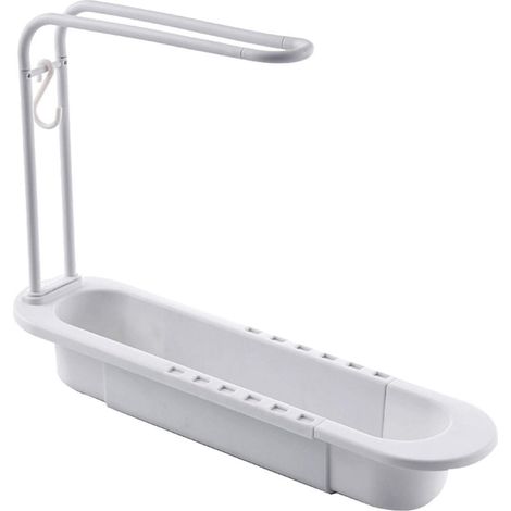Panier De Rangement Télescopique Pour Évier - Porte-Savon Et Porte-Eponge Avec Barre À Serviettes - PP - Adaptatif 36,9 À 42,5 Cm - 1 Pièce (1/5)
