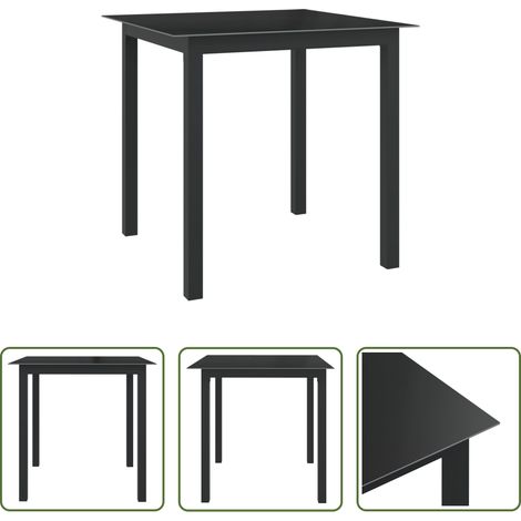 Table extérieure - Table de jardin Noir 80x80x74 cm Aluminium et verre (1/5)