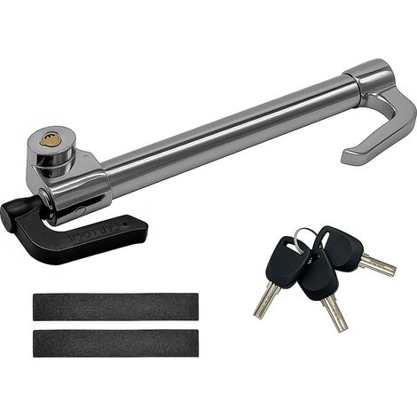 Relaxdays Lenkradschloss, Auto & Wohnmobil, Universal Wegfahrsperre bis 81 cm, verstellbare Lenkradsperre, Stahl, silber
