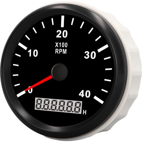 85-mm-Drehzahlmesser (0–4000 U/min) mit Betriebsstundenzähler (0–99999,9 h), IP67 wasserdicht und beschlagfrei, rote Hintergrundbeleuchtung, für Auto, LKW, Boot (1/5)